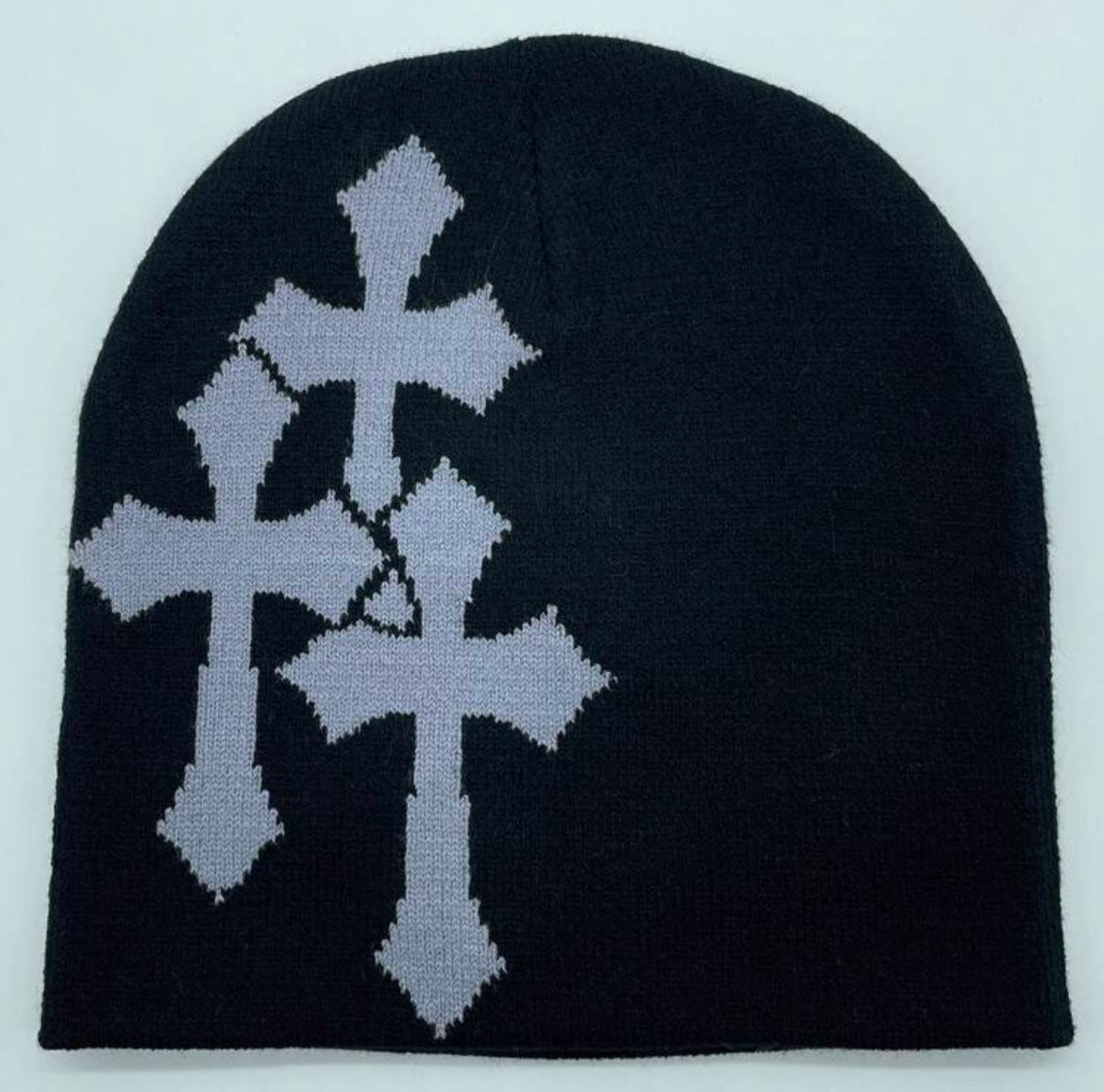 1pc Unisex Y2k Cross Design Knitted Hat, Winter Warm Hip Hop Streetwear Beanie, Suitable For Daily Wear And Outdoor Sports